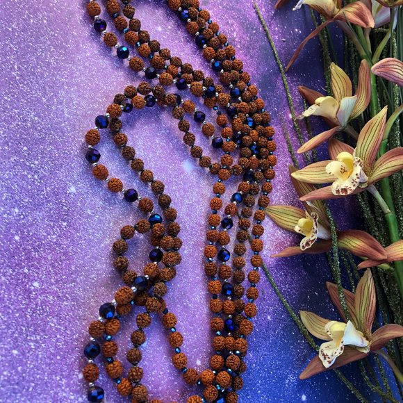 3 strands Rudraksha w/dark blue beads 37 1/4", 32", 34  3/4" $60 - Picture 6 of 8